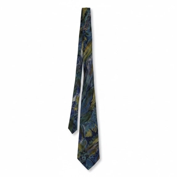 NICOLAY PISANY CRAVATTA ABSTRACT BLU VERDE UOMO PRE OWNED