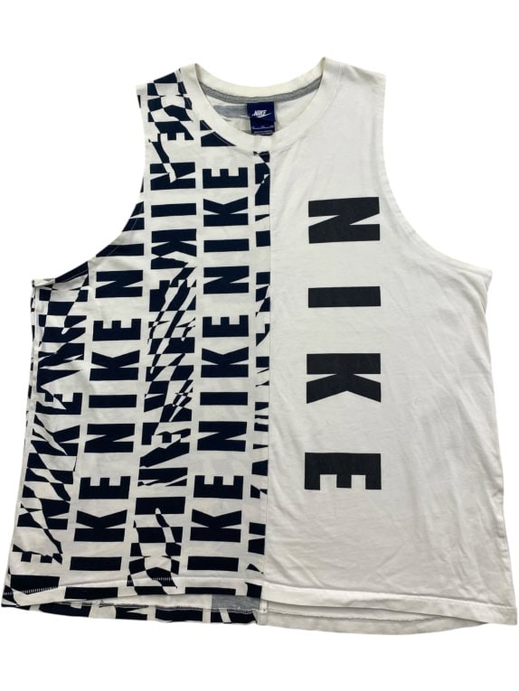 NIKE Canotta con stampa logo all-over bianco/nero unisex XL