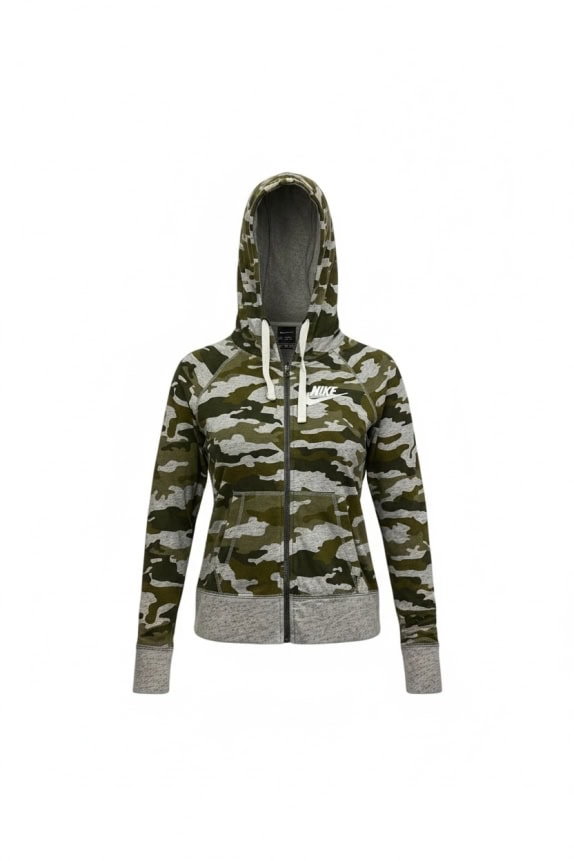 NIKE GIACCA SPORTIVA CON CAPPUCCIO CAMO CON LOGO MIMETICO DA DONNA S