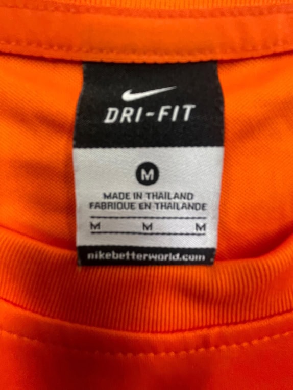 NIKE SPORTS T-SHIRT DRI-FIT LOGO ORANGE MENS M