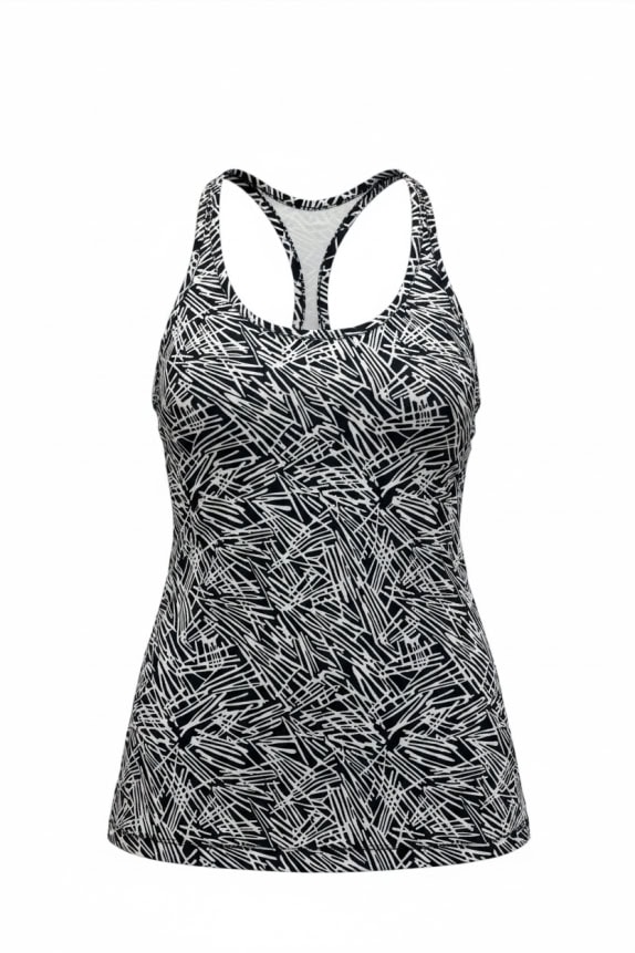 NIKE DRI-FIT TANK TOP SLIM FIT PATTERN BLACK/WHITE WOMEN S