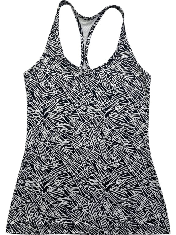 NIKE DRI-FIT TANK TOP SLIM FIT PATTERN BLACK/WHITE WOMEN S