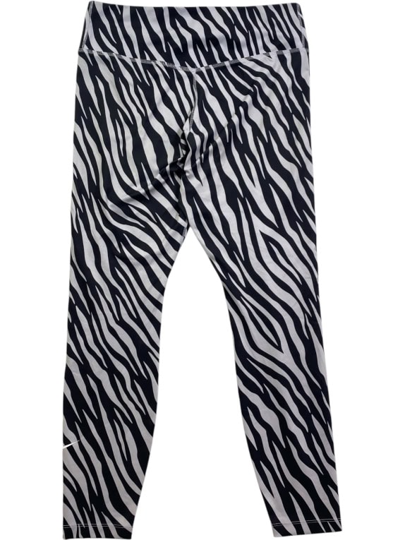 NIKE Dri-FIT Αθλητικό Κολάν Training Zebra Print Logo Μαύρο-Λευκό Γυναικείο L