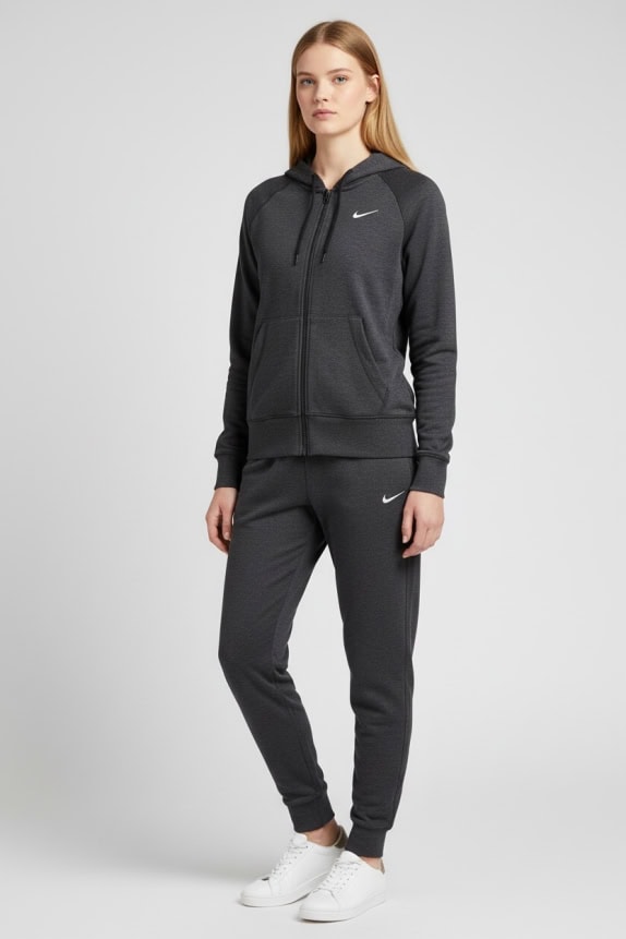 Nike Tuta Set con Logo Swoosh Grigio-Nero da Donna XS