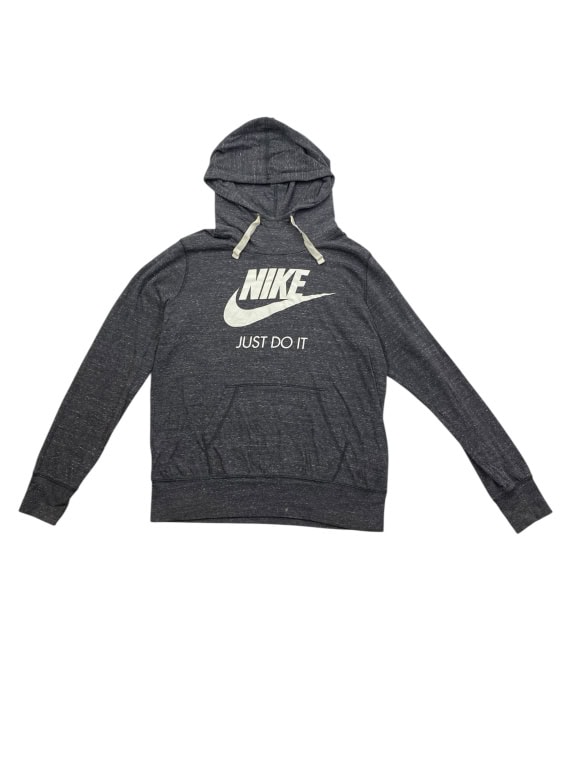 NIKE Φούτερ με Κουκούλα Vintage Λογότυπο Γκρι Unisex L