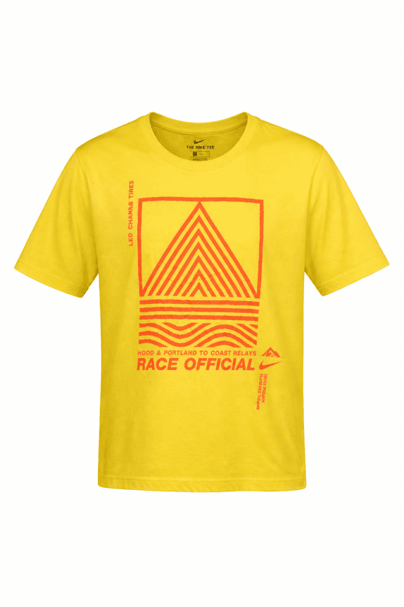 NIKE GRAPHIC TEE RACE OFFICIAL YELLOW MEN PRE OWNED M
