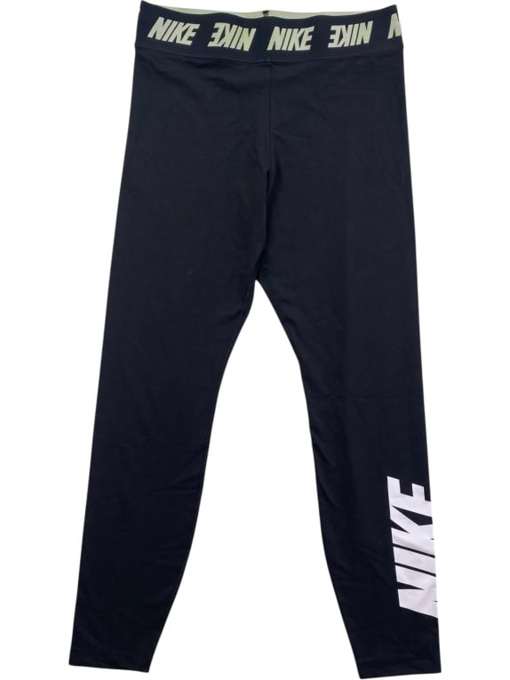 Nike Leggings Sportivi da Donna Neri con Logo Bianco L