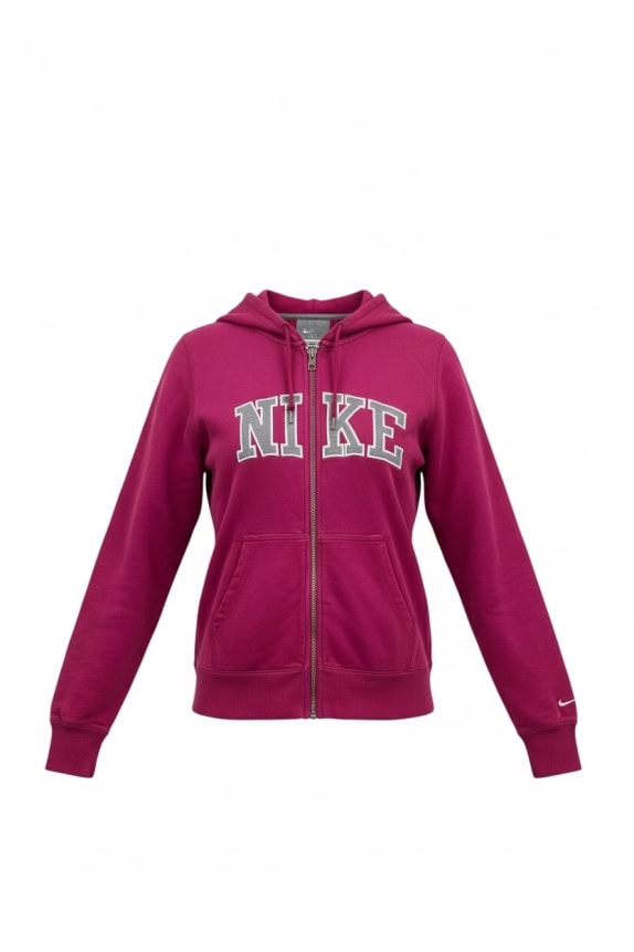 Felpa con cappuccio da donna Nike fucsia con cerniera taglia S