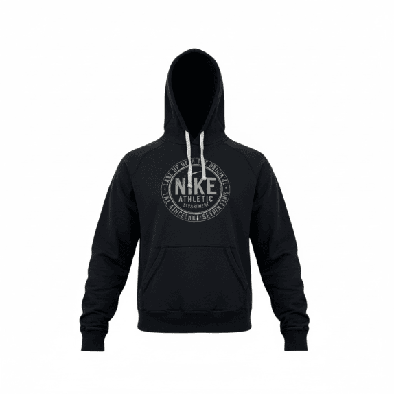 NIKE BLACK HOODIE WITH VINTAGE ATHLETIC GRAPHIC - S