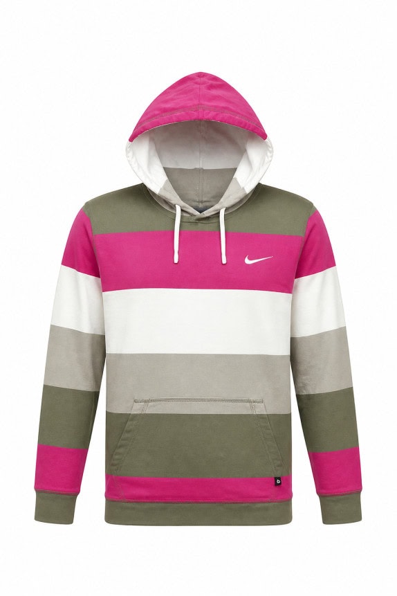 Y2K NIKE HOODIE STRIPED ATHLETIC MULTICOLOR UNISEX PRE OWNED M
