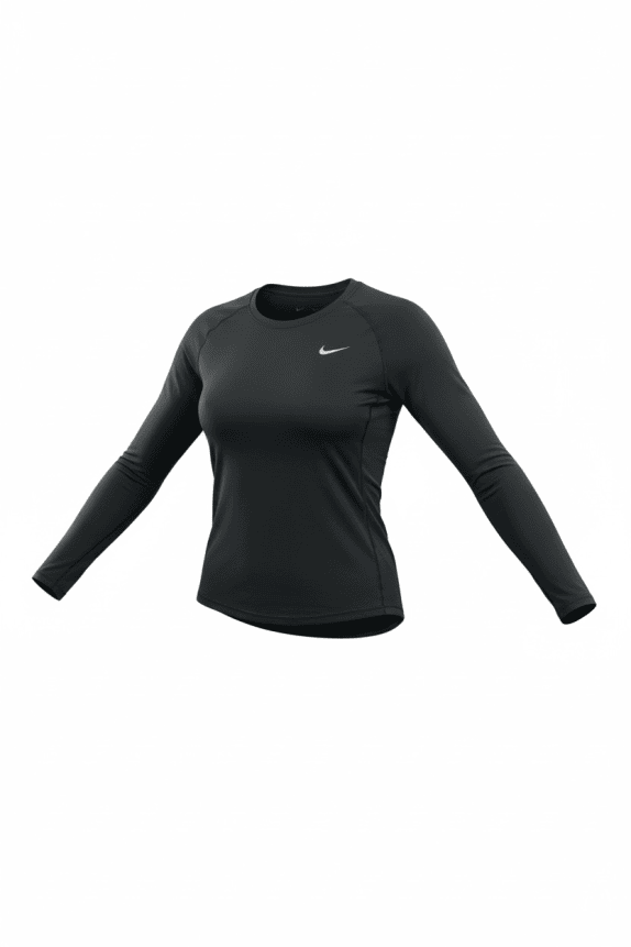 NIKE Maglia a maniche lunghe DRI-FIT logo nera da donna S