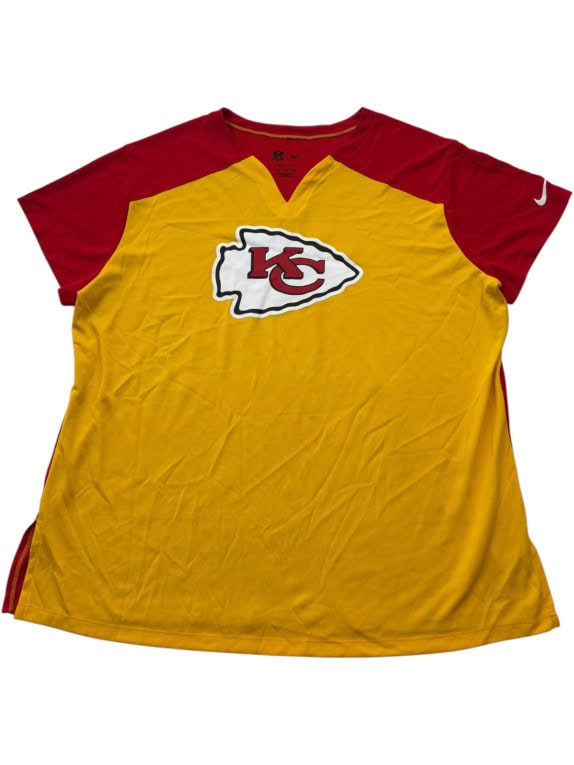 NIKE NFL KANSAS CITY CHIEFS T SHIRT SPORTSWEAR YELLOW RED WOMENS PRE OWNED XXL