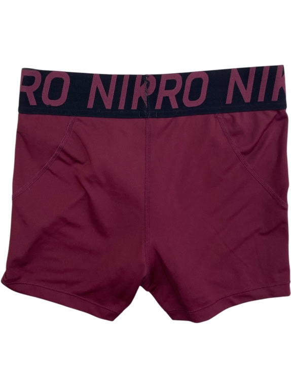 NIKE DRI-FIT SHORTS NIKE PRO LOGO BURGUNDY WOMEN M