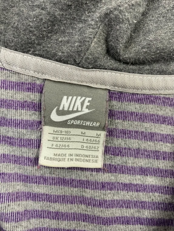 NIKE Sportswear Φούτερ Hoodie Ριγέ Με Λογότυπο Μωβ Γκρι Γυναικείο M