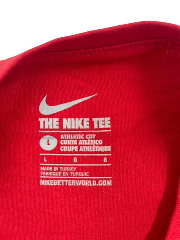 NIKE T-SHIRT ATHLETIC CUT GEOMETRIC LOGO PRINT RED MENS LARGE