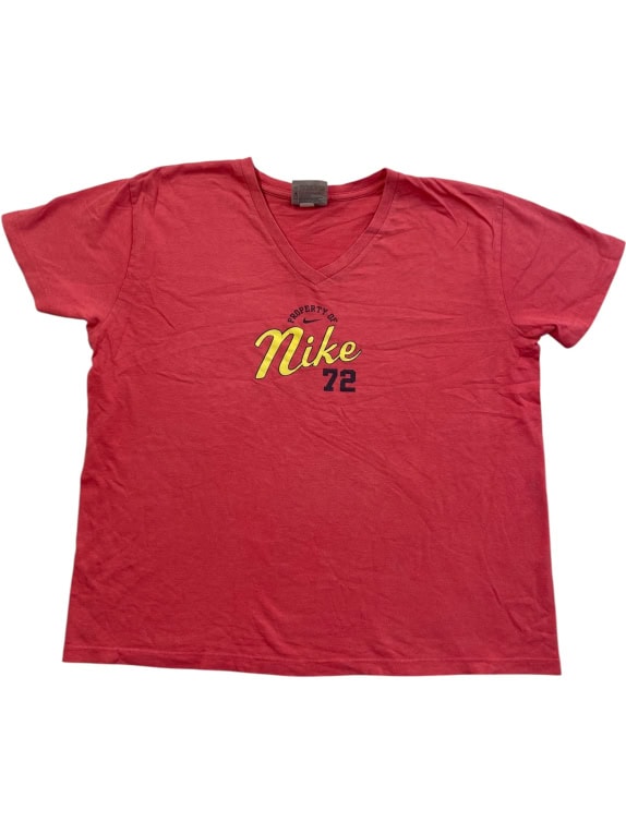 Nike T-Shirt Κόκκινο V-Neck Graphic Print Γυναικείο M