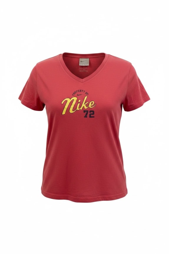 Nike T-Shirt Κόκκινο V-Neck Graphic Print Γυναικείο M