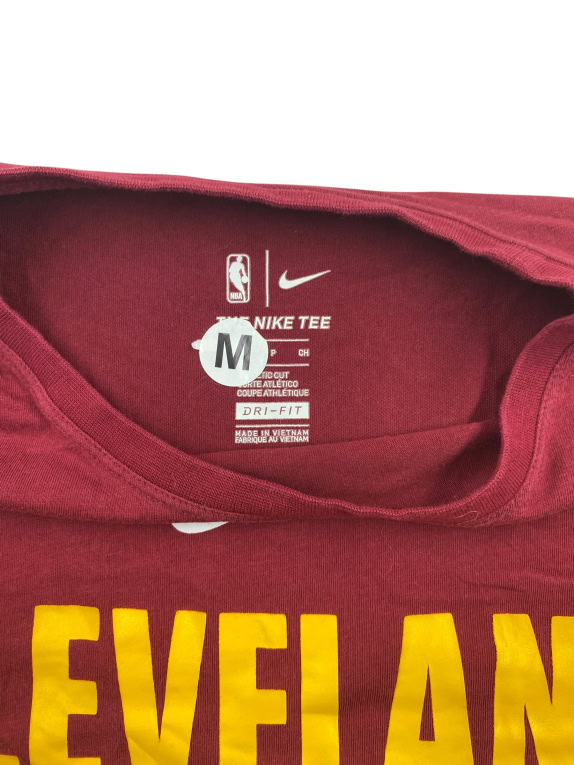 NIKE T-Shirt NBA Cleveland Basketball Dri-FIT Logo Burgundy UNISEX M