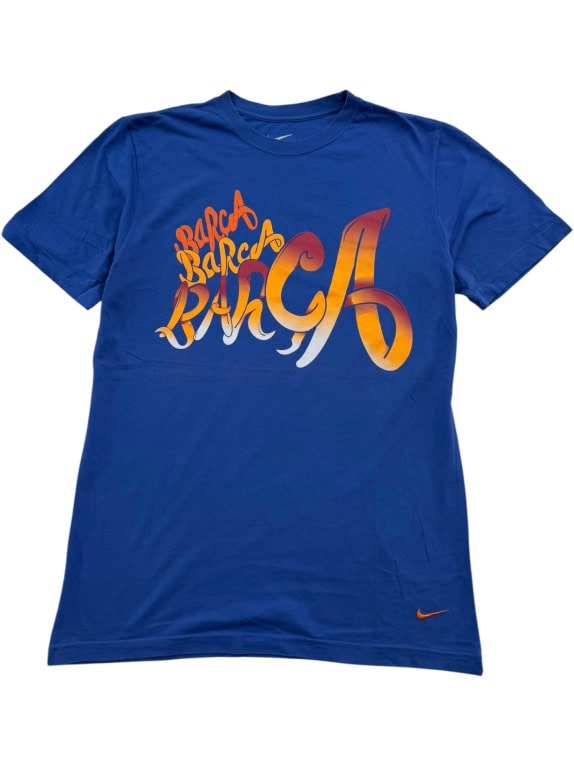 NIKE "BARCA" GRAPHIC T-SHIRT BLUE MENS MEDIUM
