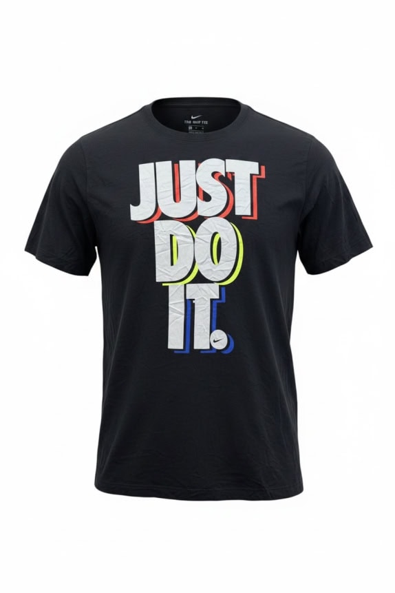 NIKE T-SHIRT "JUST DO IT" SPELLOUT BLACK UNISEX XL