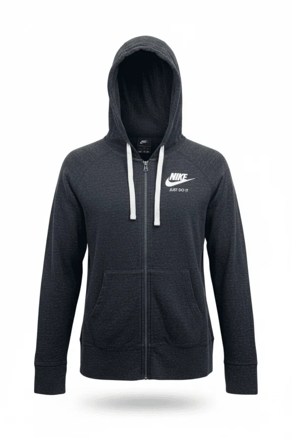 NIKE Felpa con zip vintage con logo grigia unisex XL