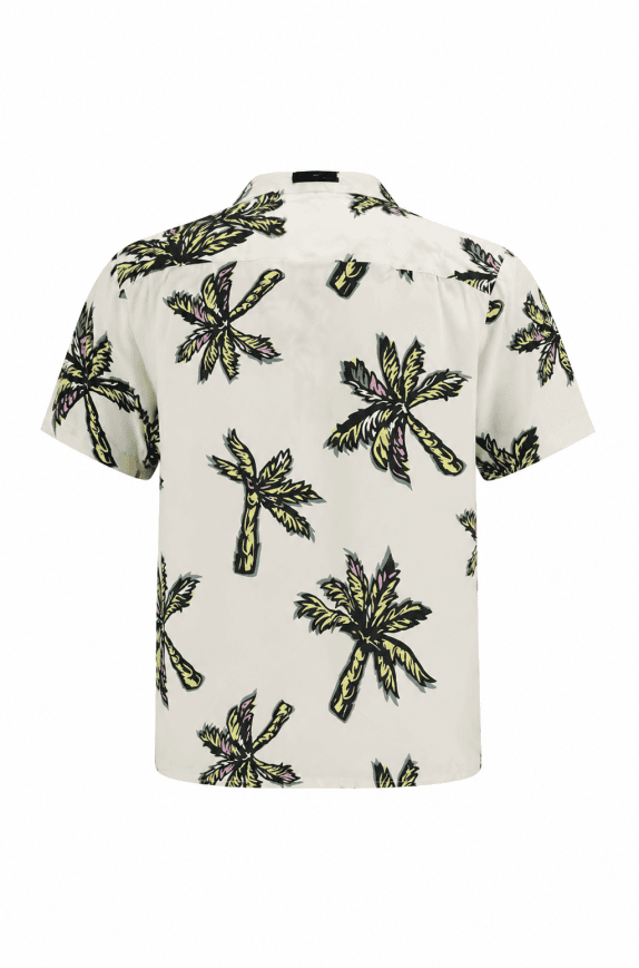 NO BOUNDARIES CAMICIA TROPICAL PRINT OFF WHITE UOMO PRE OWNED XXL