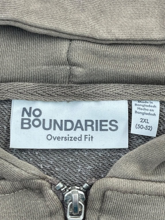 No Boundaries Ζακέτα Φούτερ με Κουκούλα Oversized Μπεζ Unisex XXL