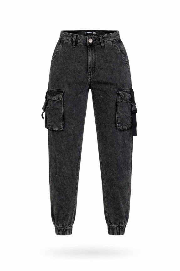 VINTAGE CARGO PANTS STREETWEAR ΜΑΥΡΟ GYNAIKEIO PRE OWNED XXS