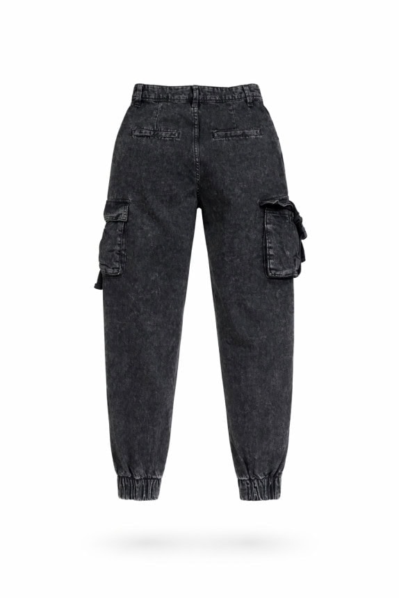 VINTAGE CARGO PANTS STREETWEAR ΜΑΥΡΟ GYNAIKEIO PRE OWNED XXS