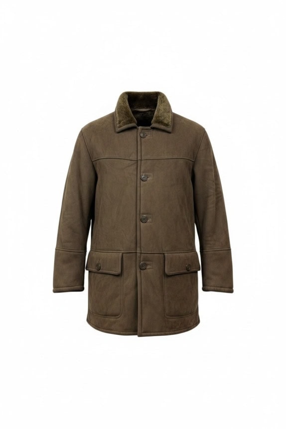 2002 ΠΑΛΤΟ SHEARLING VINTAGE ΚΑΦΕ ΑΝΤΡΙΚΟ PRE OWNED