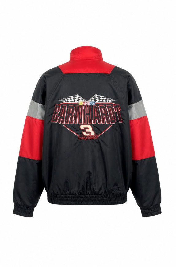 NO FEAR RACING JACKET RETRO BLACK RED MENS PRE OWNED