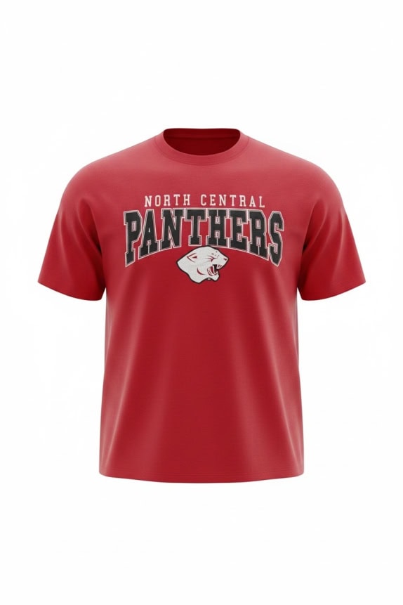 NORTH CENTRAL PANTHERS GRAPHIC TEE COLLEGIATE RED UNISEX PRE OWNED