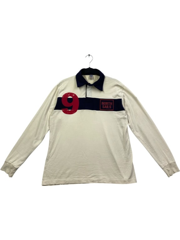 NORTH SAILS Ανδρική Μπλούζα Polo Μακρυμάνικη Vintage Με Λογότυπο Εκρού M