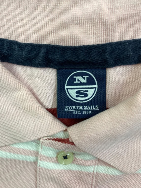 NORTH SAILS POLO SHIRT STRIPED PINK-BURGUNDY MEN'S L