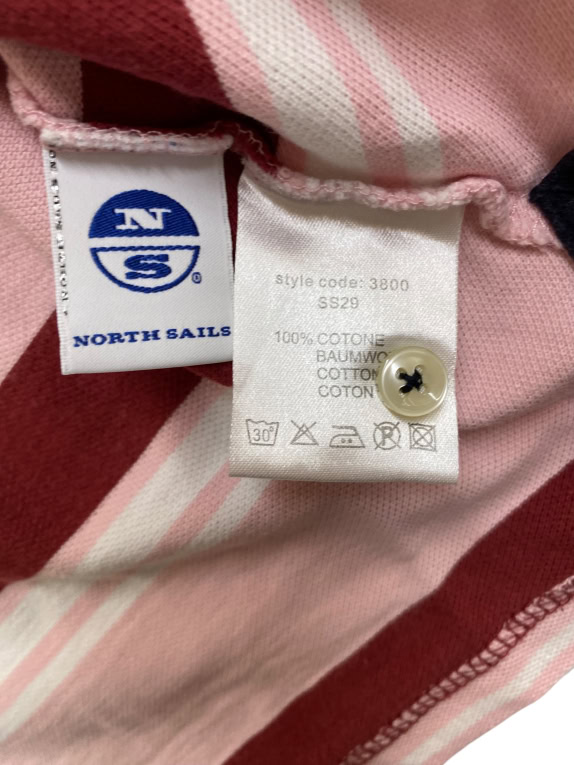NORTH SAILS POLO SHIRT STRIPED PINK-BURGUNDY MEN'S L