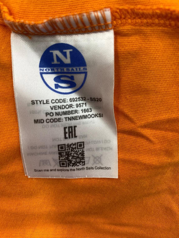 NORTH SAILS T-SHIRT REGULAR FIT LOGO ORANGE MENS M