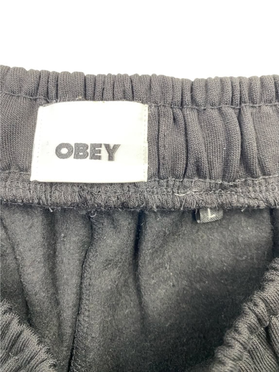 OBEY Μαύρο Παντελόνι Φόρμας με Λάστιχο & Κορδόνι Unisex L