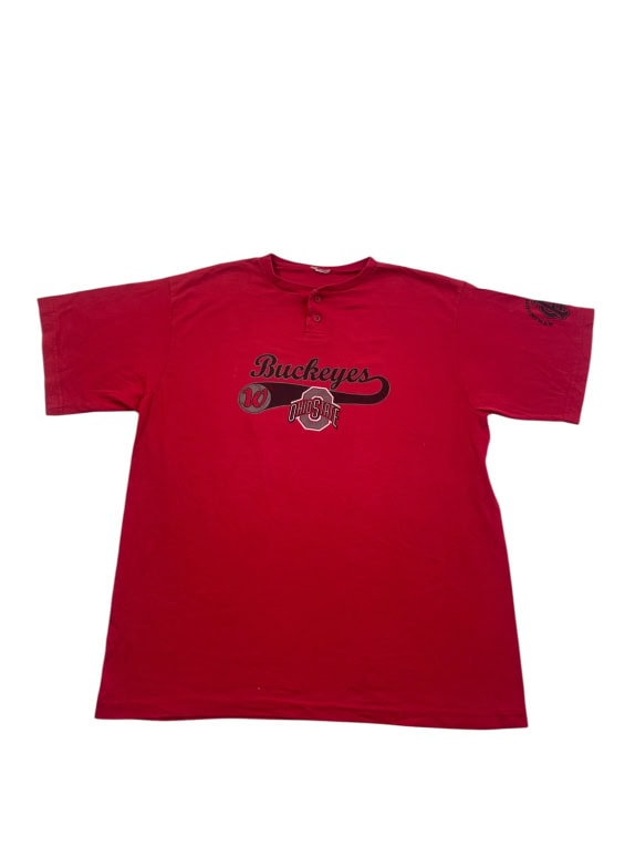 OHIO STATE HENLEY T SHIRT GRAPHIC RED UOMO PRE OWNED L