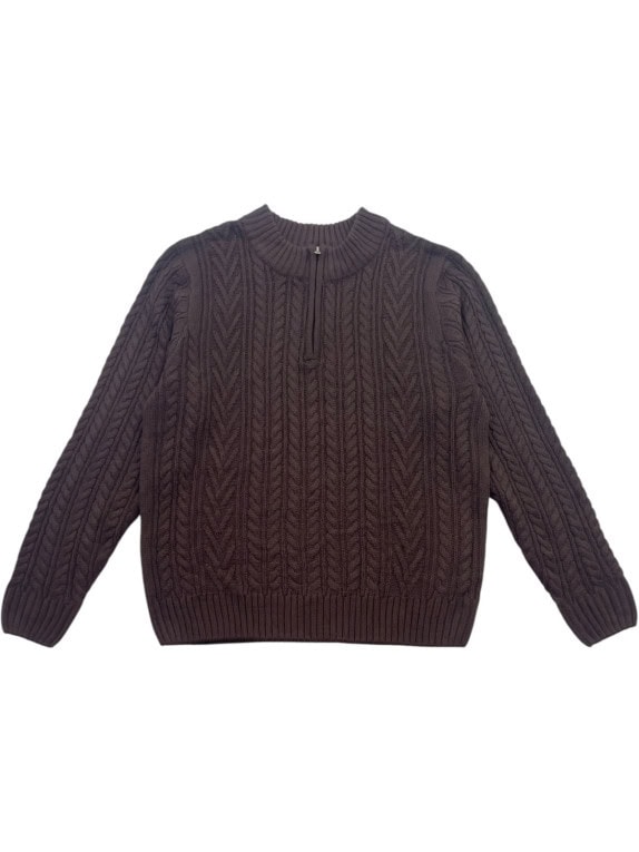 OLD NAVY HALF ZIP ΠΛΕΚΤΟ CLASSIC ΚΑΦΕ ΑΝΤΡΙΚΟ PRE OWNED L