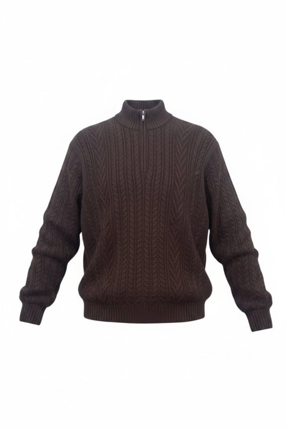 OLD NAVY HALF ZIP ΠΛΕΚΤΟ CLASSIC ΚΑΦΕ ΑΝΤΡΙΚΟ PRE OWNED L