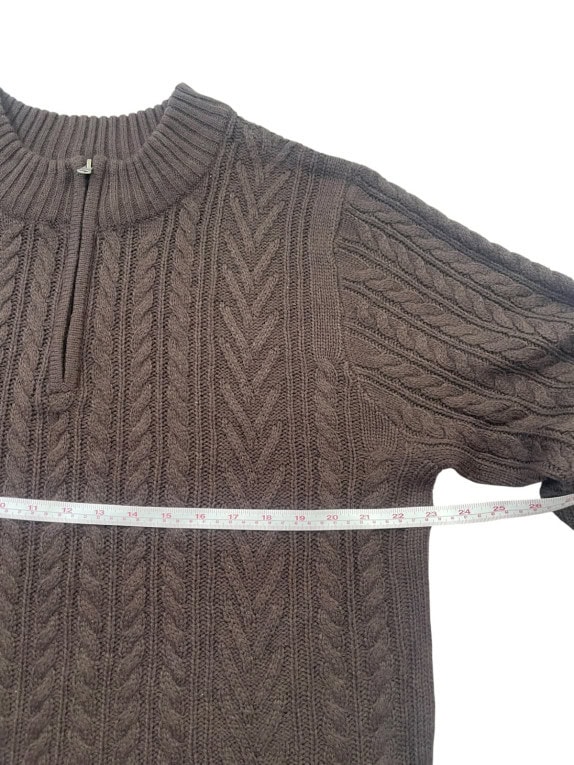OLD NAVY HALF ZIP ΠΛΕΚΤΟ CLASSIC ΚΑΦΕ ΑΝΤΡΙΚΟ PRE OWNED L