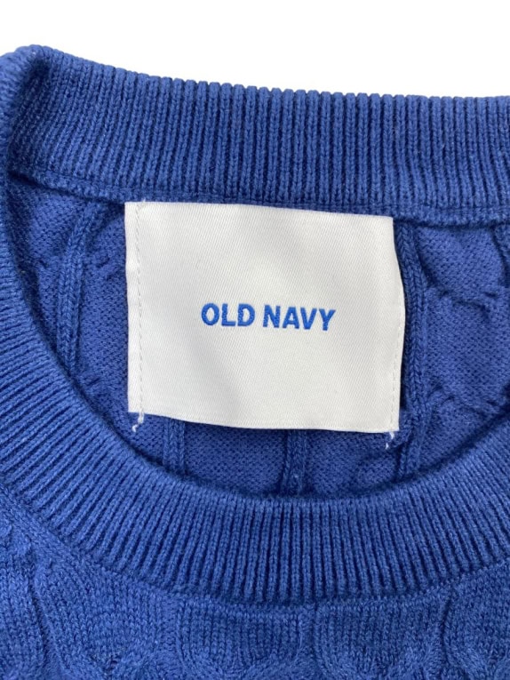 OLD NAVY Πλεκτή Μπλούζα Cable Knit Λογότυπο Ετικέτα Μπλε Ανδρικό L