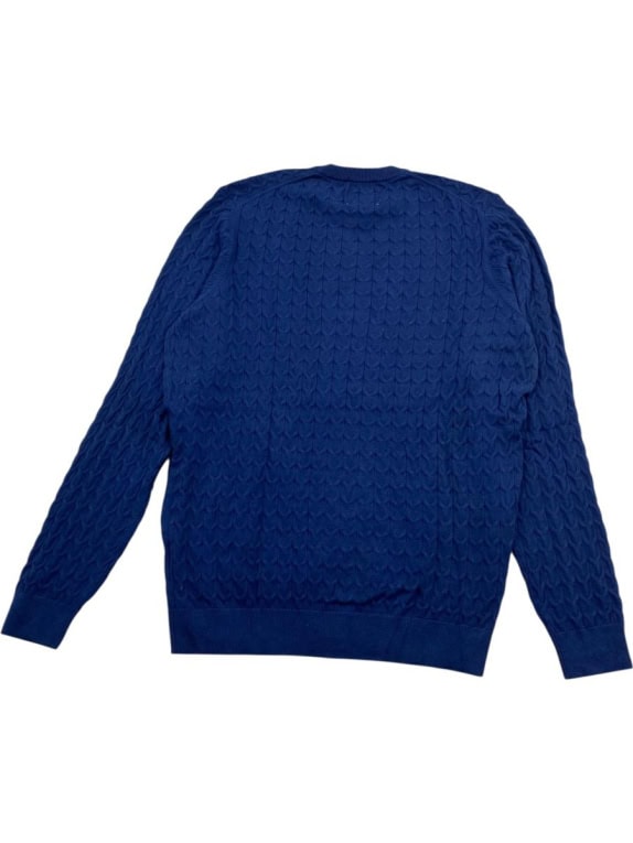 OLD NAVY Πλεκτή Μπλούζα Cable Knit Λογότυπο Ετικέτα Μπλε Ανδρικό L