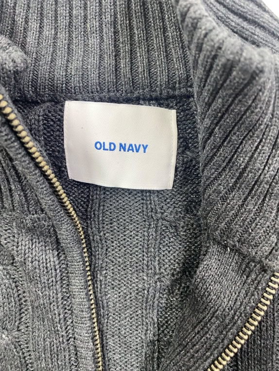 Old Navy Maglia lavorata a maglia da uomo grigia con mezza zip XL