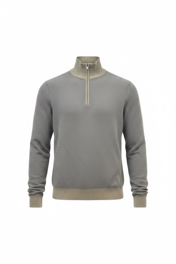 OLD NAVY MAGLIONE MEZZA ZIP MINIMAL GRIGIO UOMO PRE OWNED M