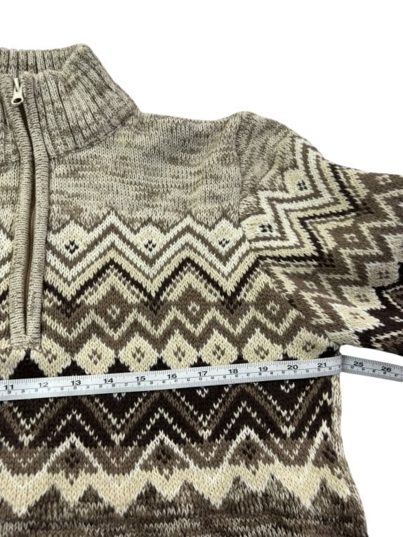 OLD NAVY ΠΛΕΚΤΟ ΠΟΥΛΟΒΕΡ FAIR ISLE ΜΠΕΖ ΚΑΦΕ ΑΝΤΡΙΚΟ PRE OWNED M