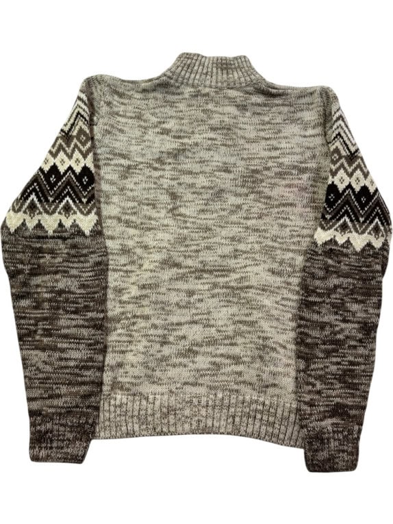 OLD NAVY ΠΛΕΚΤΟ ΠΟΥΛΟΒΕΡ FAIR ISLE ΜΠΕΖ ΚΑΦΕ ΑΝΤΡΙΚΟ PRE OWNED M