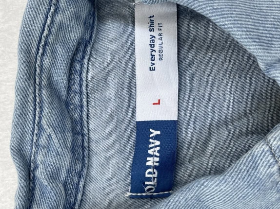 OLD NAVY CAMICIA DENIM CASUAL WASHED BLU UOMO PRE OWNED L