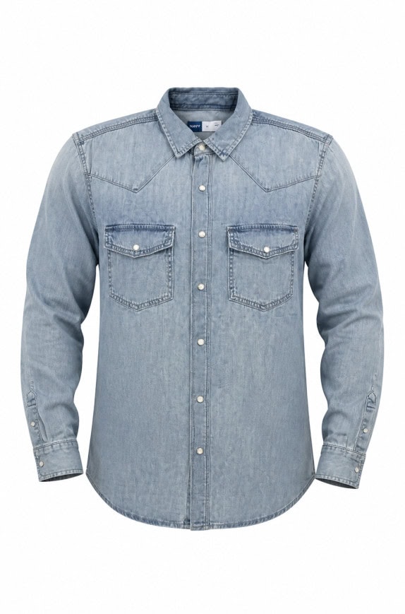OLD NAVY ΠΟΥΚΑΜΙΣΟ DENIM CASUAL WASHED ΜΠΛΕ ΑΝΤΡΙΚΟ PRE OWNED L