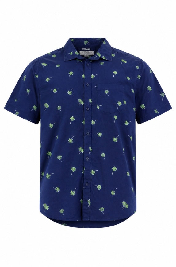 OLD NAVY CAMICIA PALM PRINT BLU UOMO PRE OWNED L